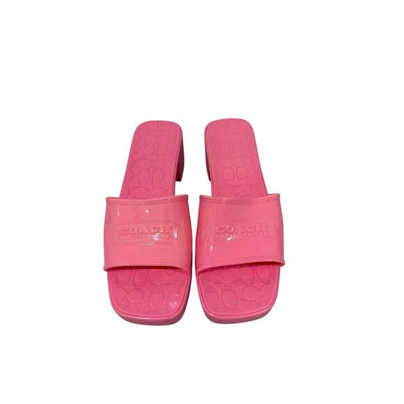 COACH Women's Scarlett Block-Heel Signature Jelly Sandals Pink C8998 Size 9B - Picture 1 of 11